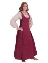 MIRANDA Cotton Burgundy - XV-XVI Century Inspired, Sleeveless Medieval Viking Renaissance Women's Over Dress